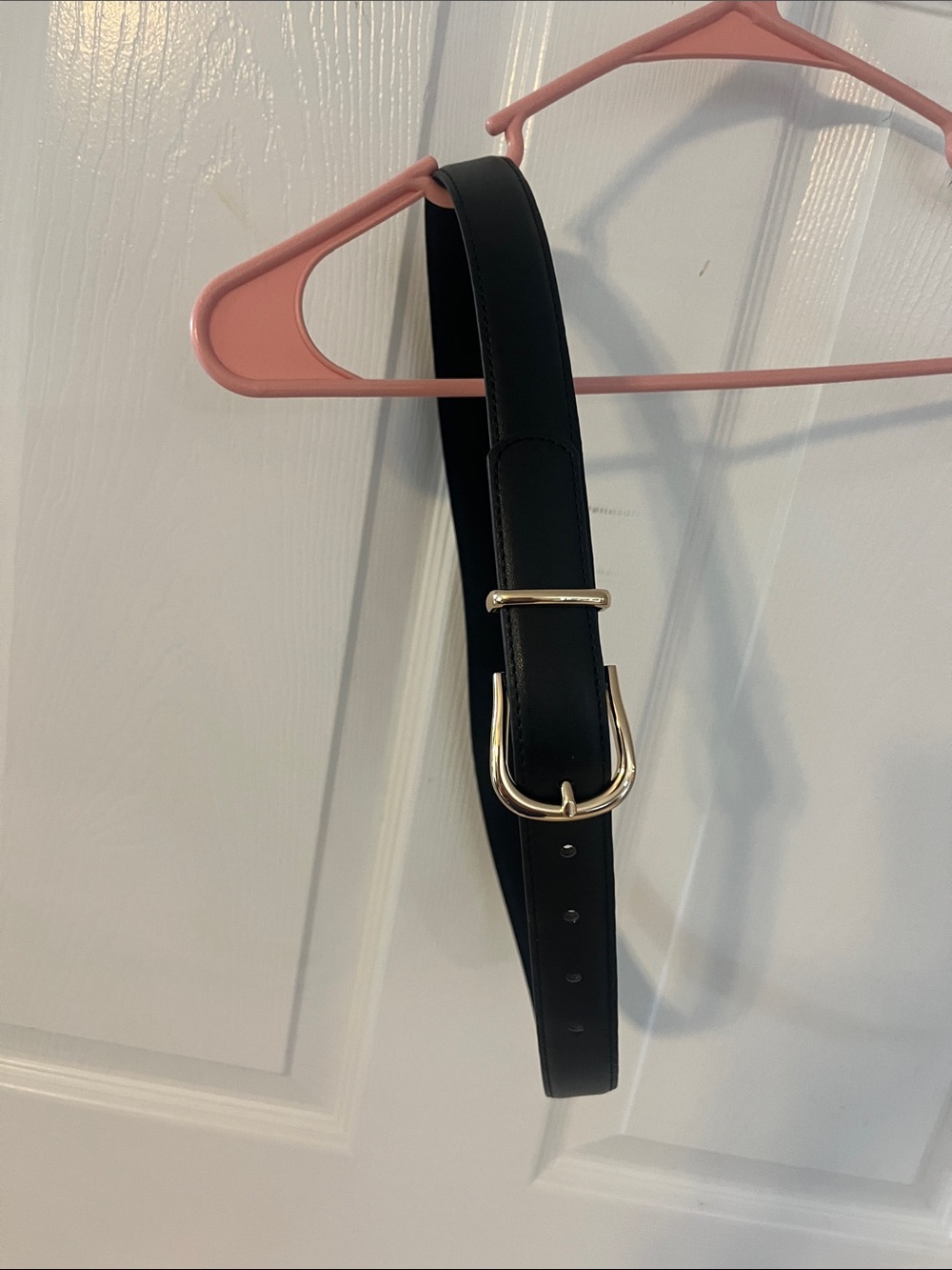 GAP Black Leather Belt with Gold Buckle